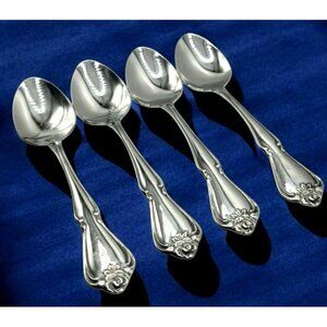 4 Oneida Teaspoons True Arbor Rose Flatware Spoon Replacement Stainless VTG NOS